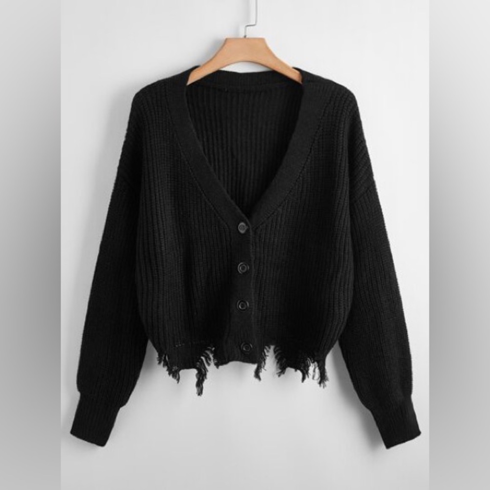 🖤 SHEIN Distressed Knit Cardigan (2XL)